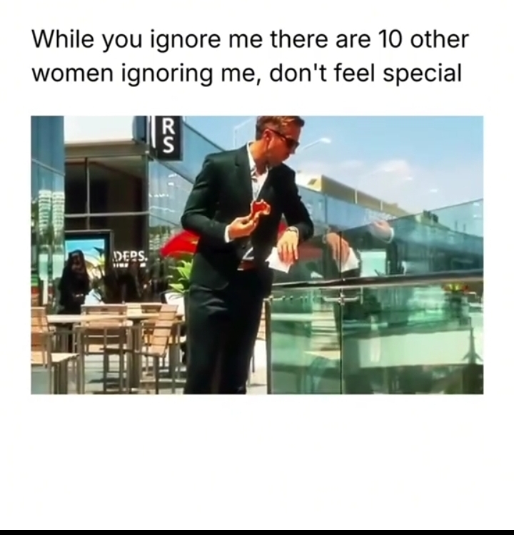 Man being ignored by 10 females